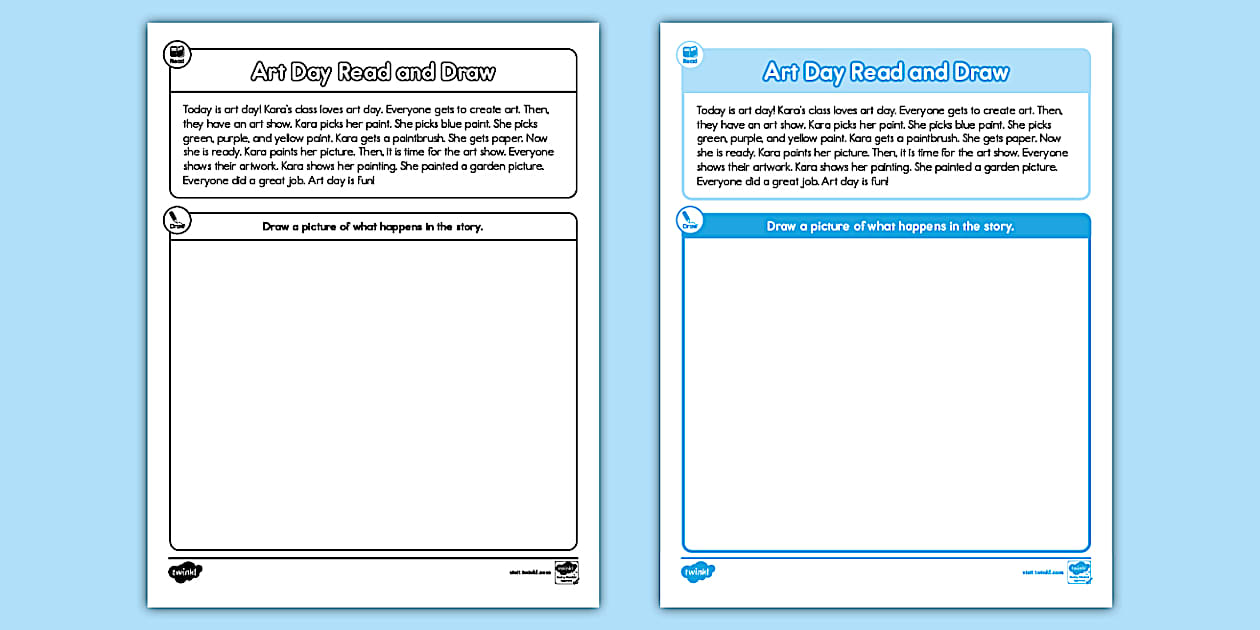 Kindergarten Read and Draw Art Day Worksheet | Twinkl USA