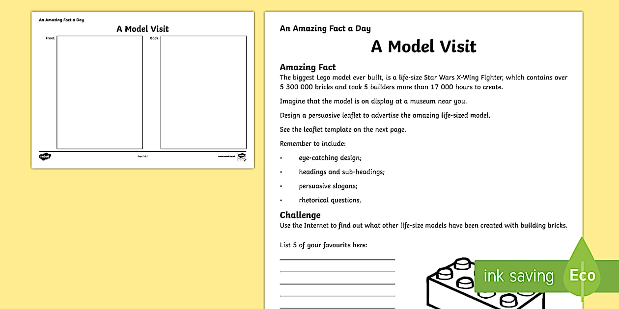 A Model Visit Worksheet / Worksheet - Twinkl