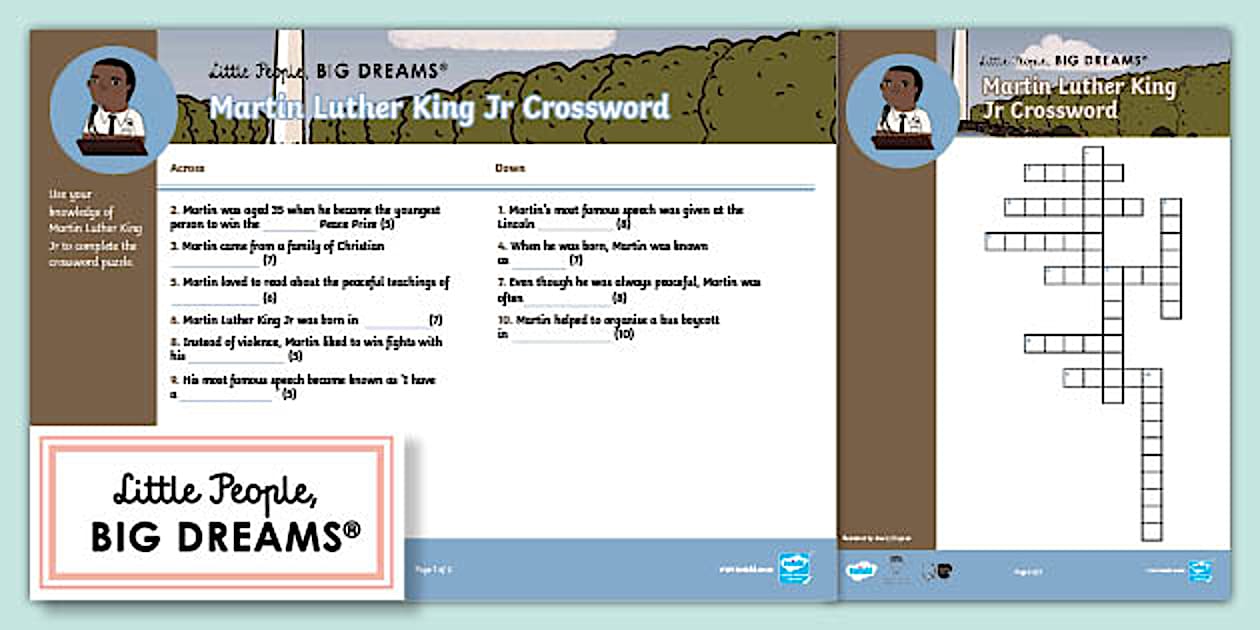 Martin Luther King Jr Crossword Twinkl South Africa