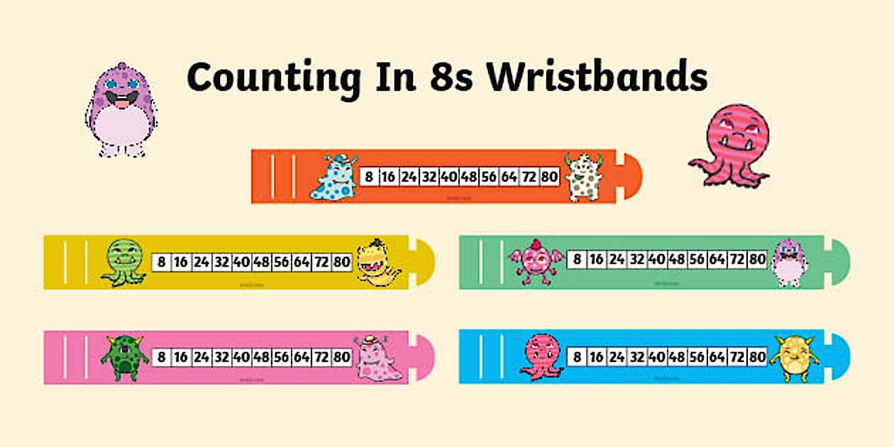Counting In 8s Wristbands (teacher made) Twinkl