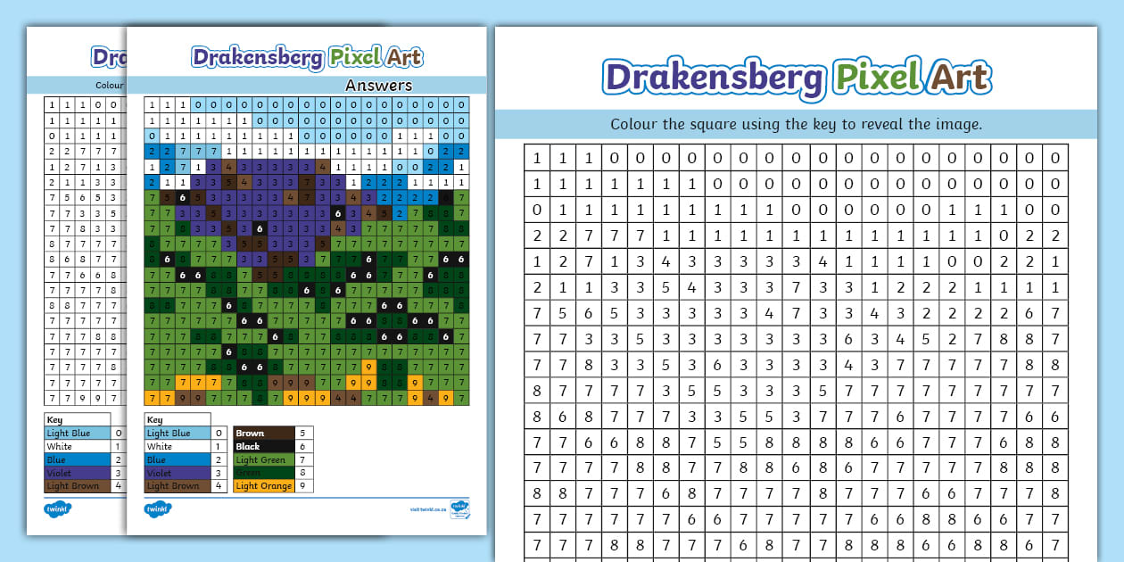 Grade 2 Creative Arts Drakensberg Pixel Art Template (CAPS)