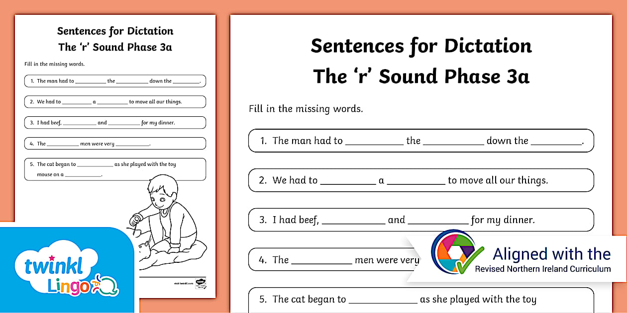 Linguistic Phonics 3a 'r' Sound Dictation Sentences