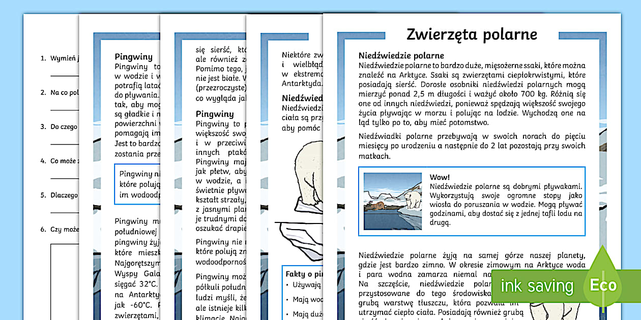 Czytanie ze Zrozumieniem | Zwierzęta Polarne - Twinkl