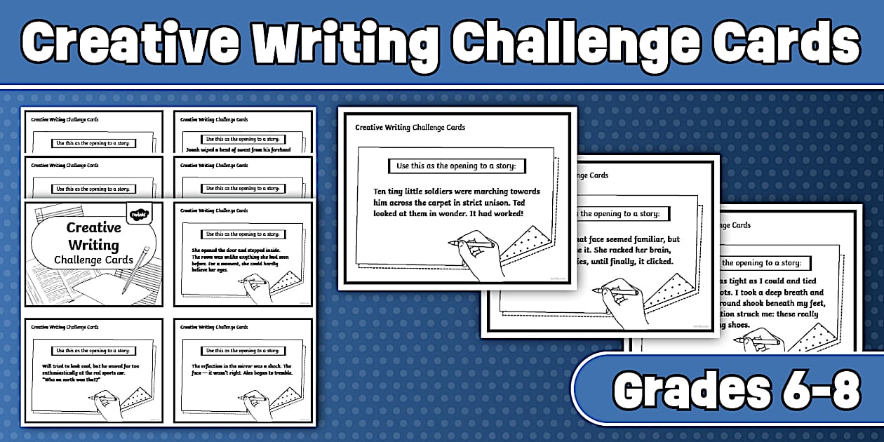 Creative Writing Prompts Challenge Cards for 6th-8th Grade