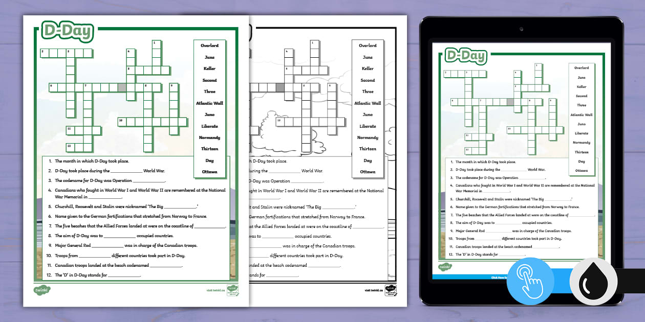 D Day Crossword (Teacher Made) Twinkl
