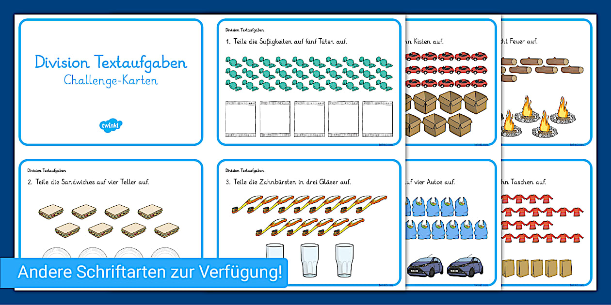 Division Textaufgaben - Challenge-Karten (Teacher-Made)