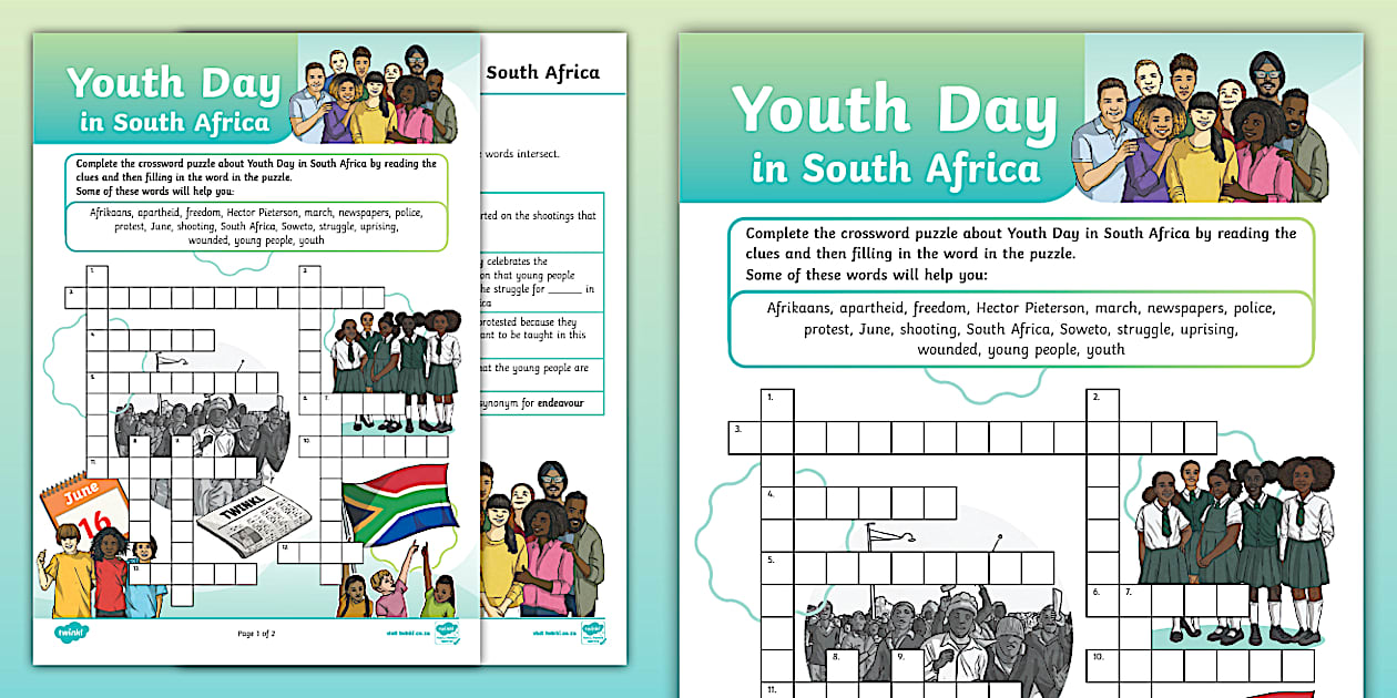 Youth Day in South Africa Crossword (teacher made)