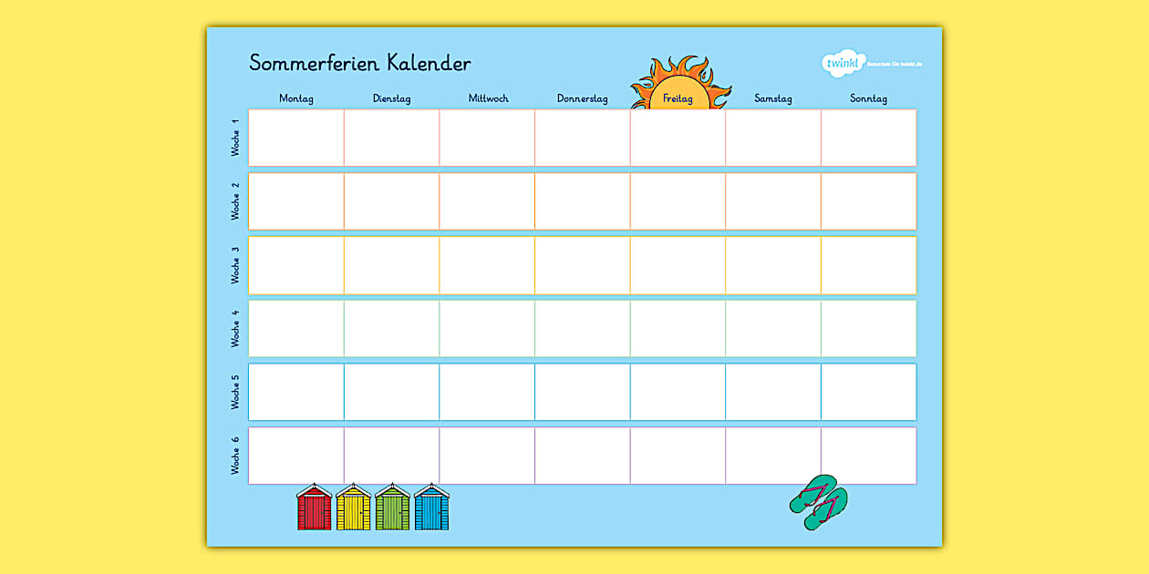 Sommerferien - Kalender (Lehrer gemacht) - Twinkl