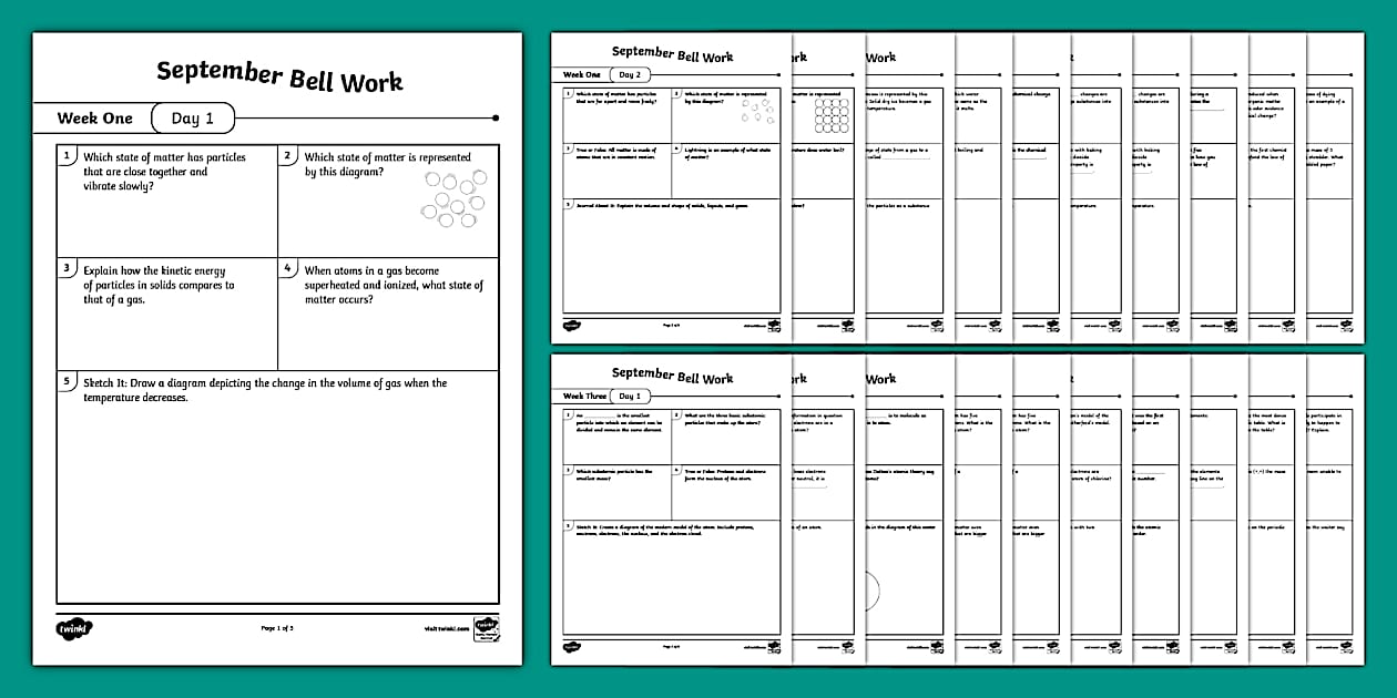 Sixth Grade Science September Bell Work Bundle - Twinkl