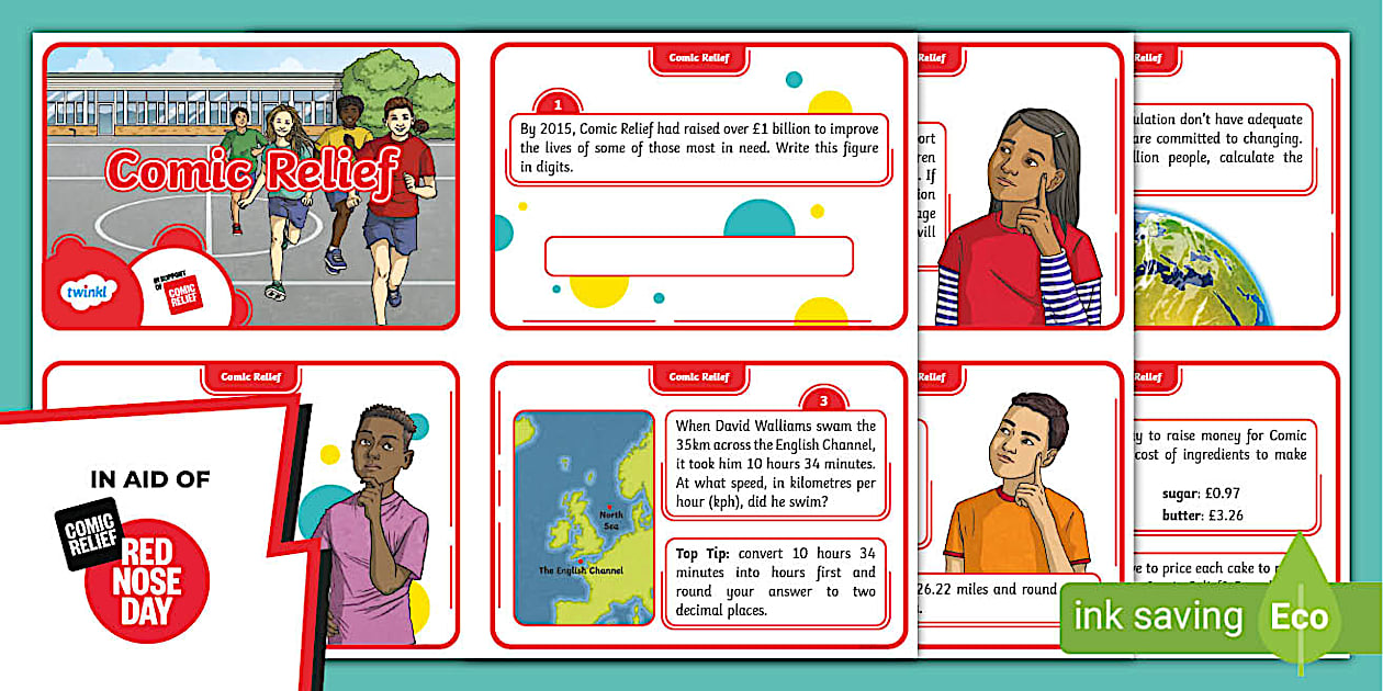 Comic Relief Activity 👉 Comic Relief: Red Nose Day Maths Activity Cards | 9-11