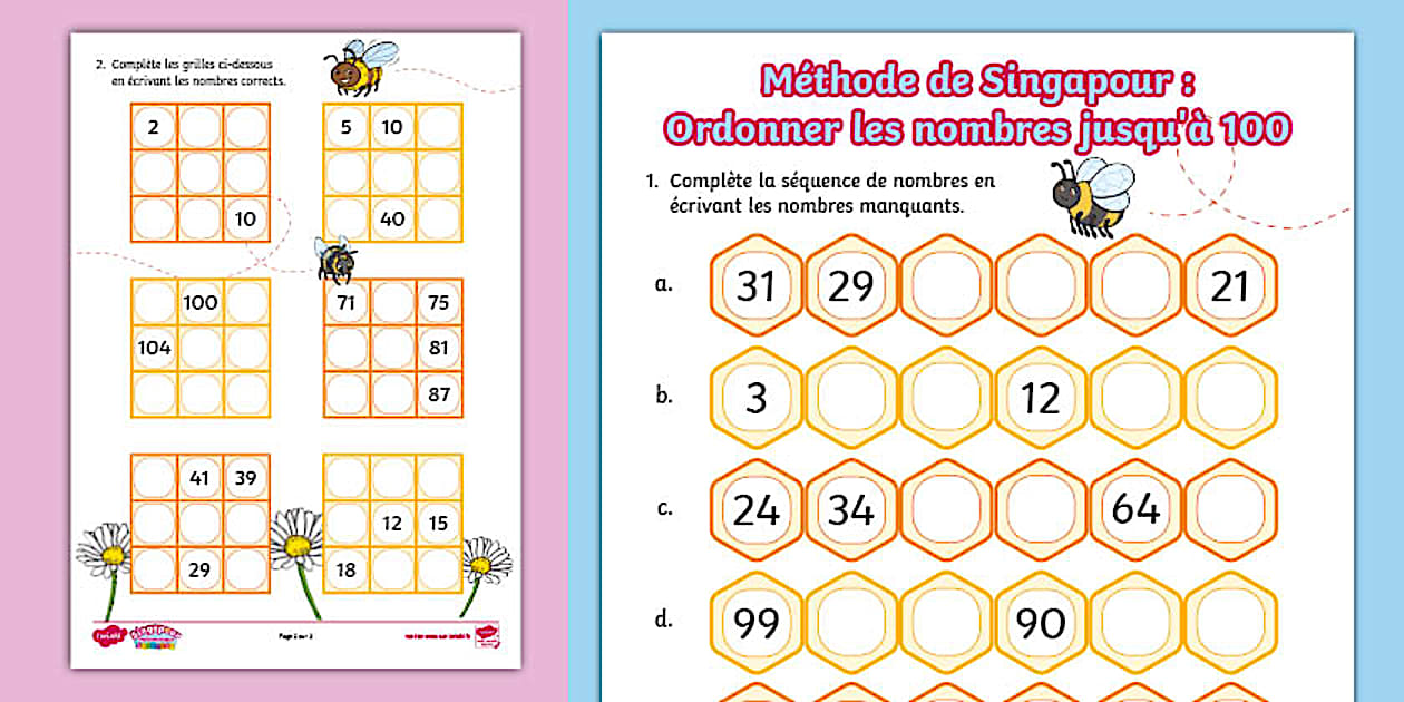Singapour Mathématiques : Ordonner les nombres jusqu'à 100