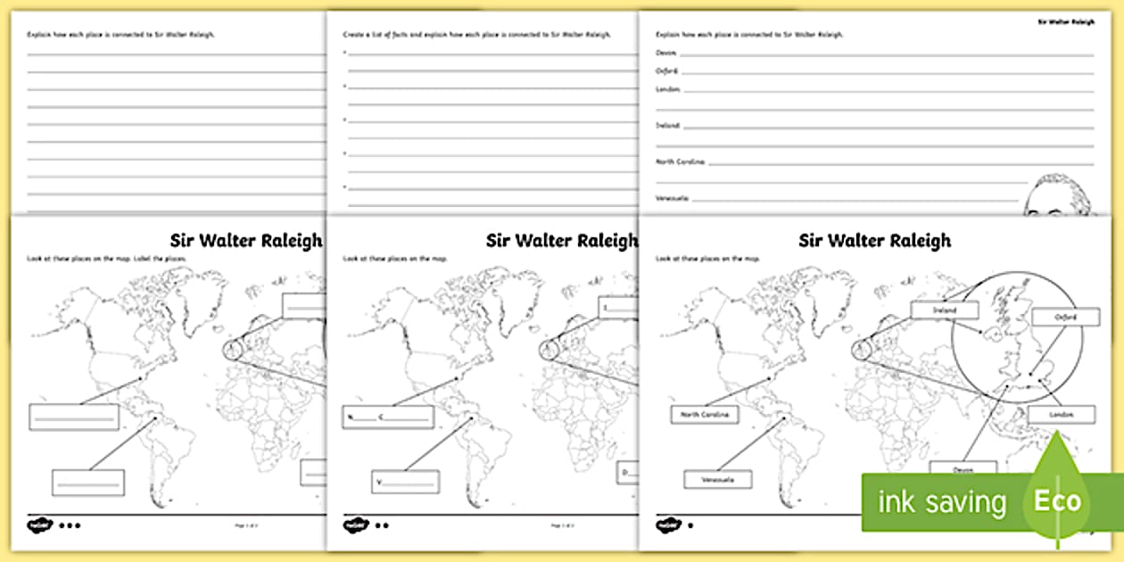 KS2 Sir Walter Raleigh Facts Differentiated Worksheets