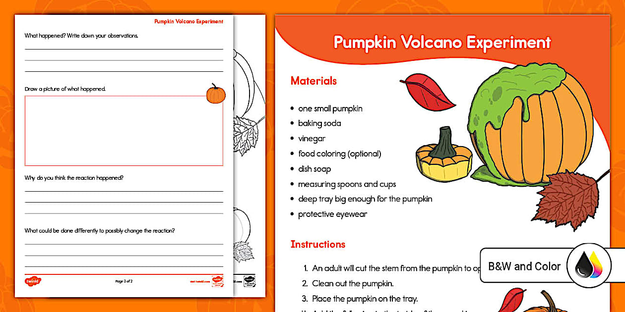 Pumpkin Volcano Experiment for K2nd Grade (teacher made)