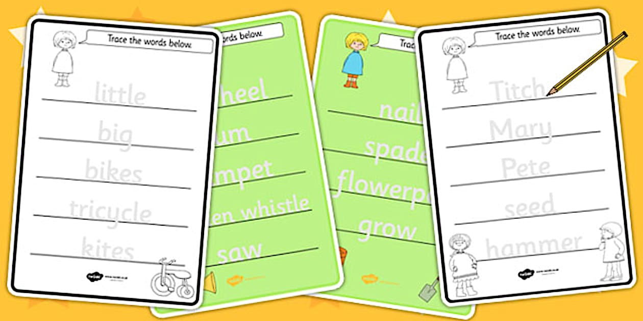 Cursive Trace the Words Worksheets to Support Teaching on Titch