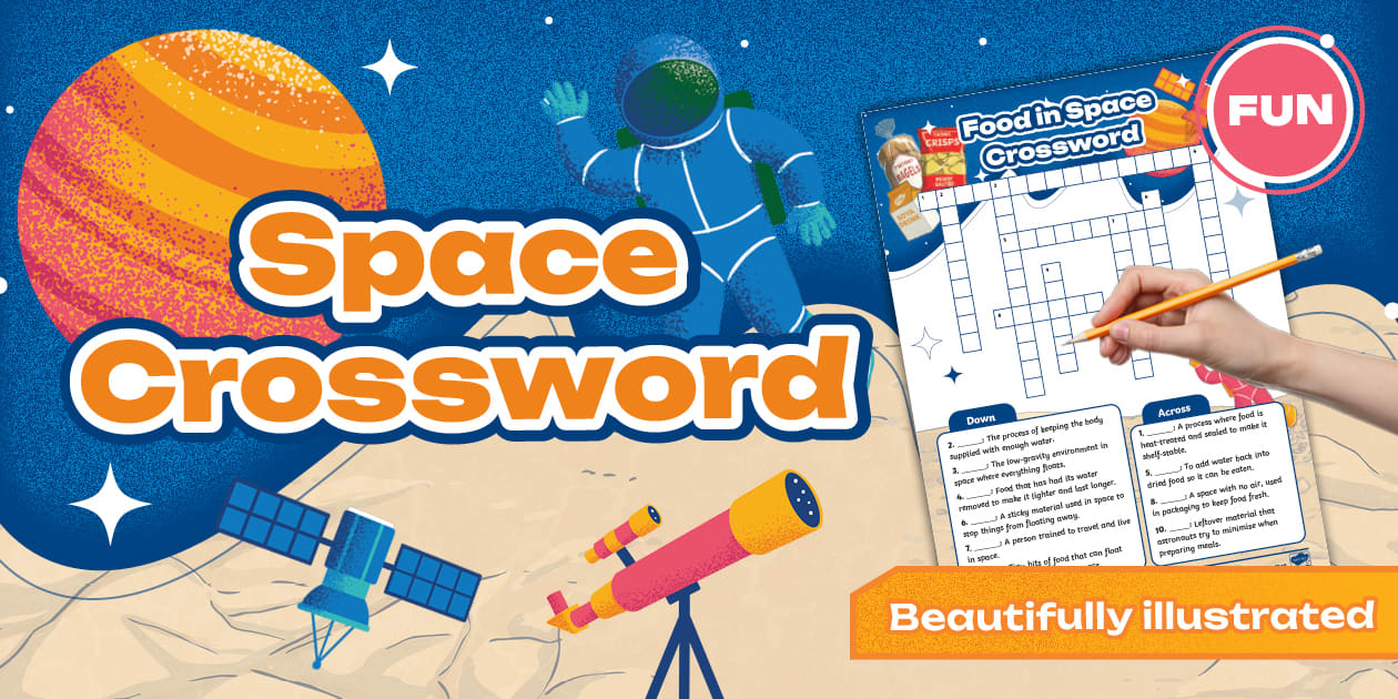 Food in Space Crossword (teacher made) Twinkl