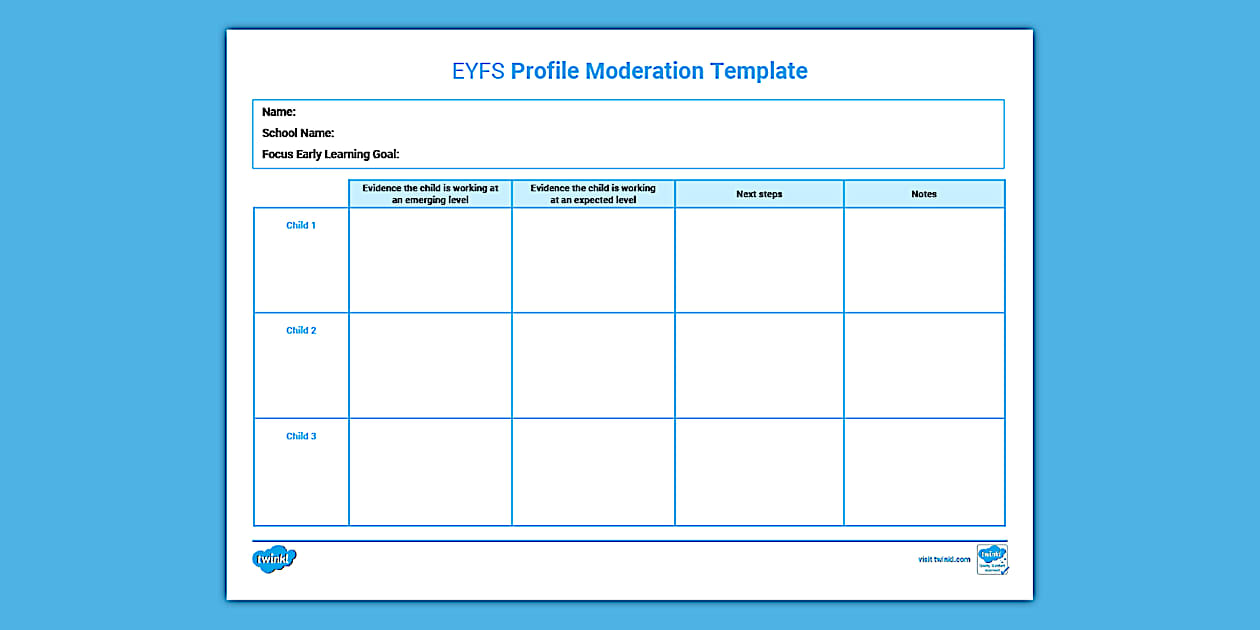 EYFS Profile Moderation Template | Twinkl (teacher made)