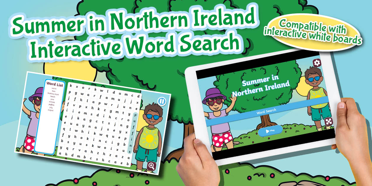 Northern Word Summer in Northern Ireland Interactive Word Search