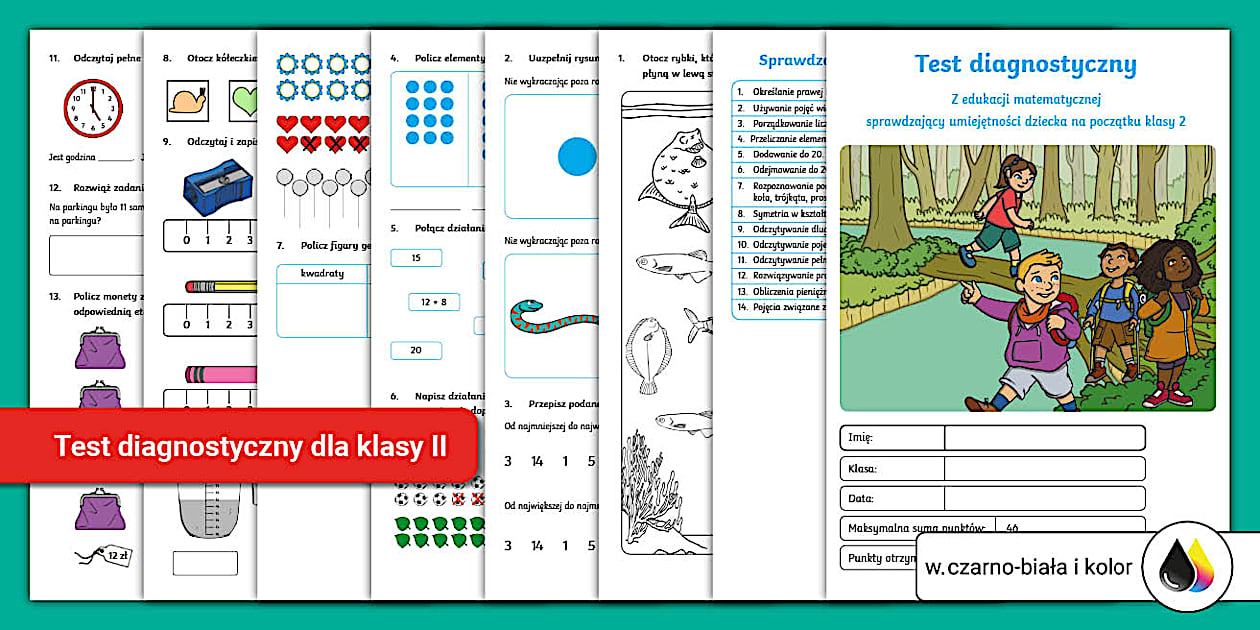Sprawdzian Klasa 2 Edukacja Matematyczna Test diagnostyczny na wstęp | Klasa 2 | Edukacja matematyczna