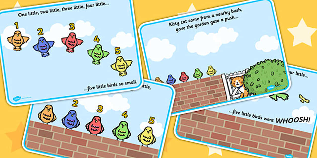 Editable One Little, Two Little Birds Visual Aids - Twinkl