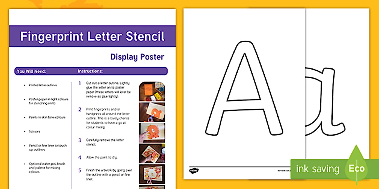 Fingerprint Letter R Fingerprint Letter Stencil Display Poster (teacher made)