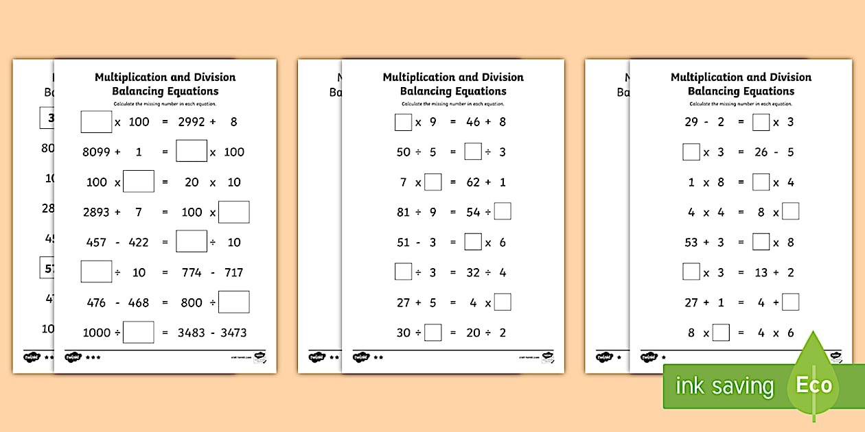 Editable LKS2 Multiplication and Division Balancing Problems Differentiated