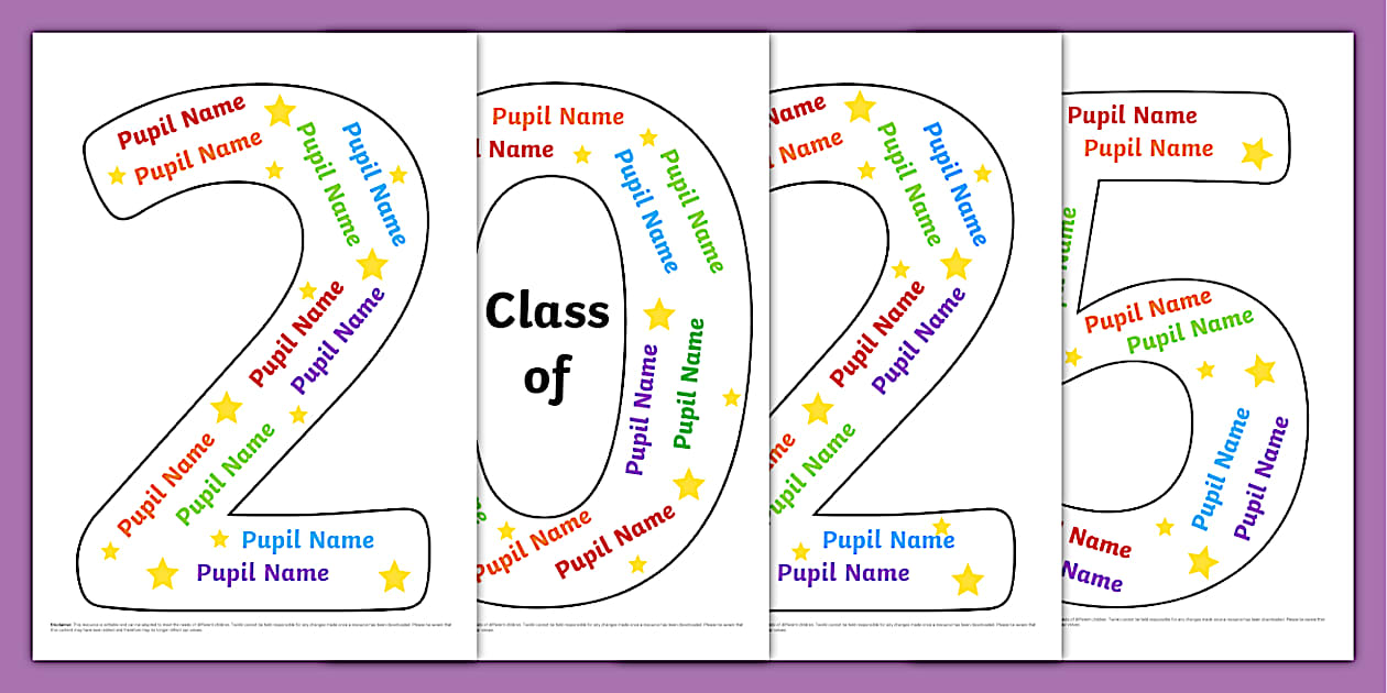 Class of 2025 Editable Name Posters (teacher made) Twinkl