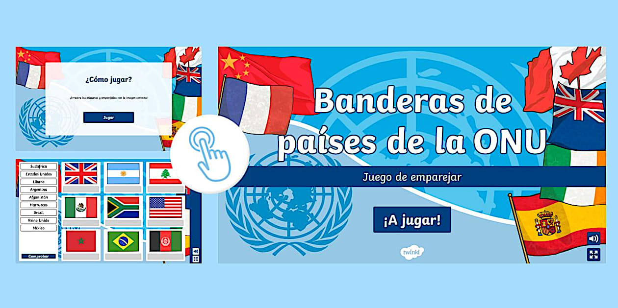 Juego interactivo: Banderas de países de la ONU - Twinkl