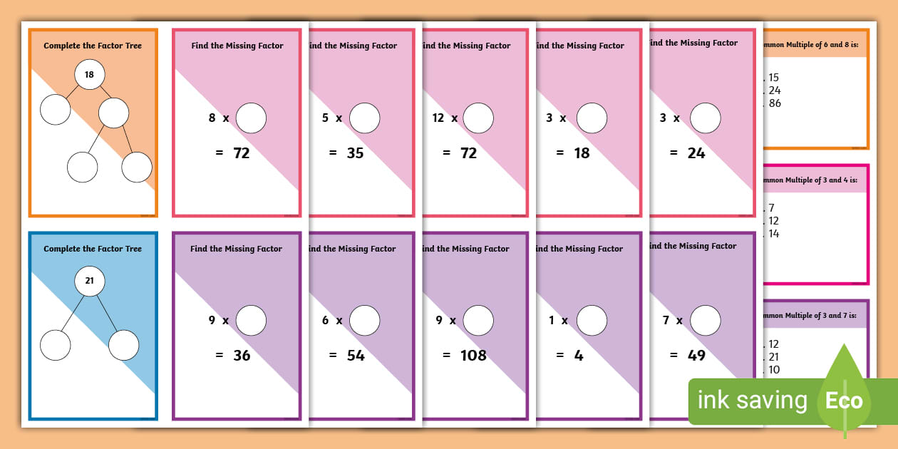 Factors and Multiples Task Cards