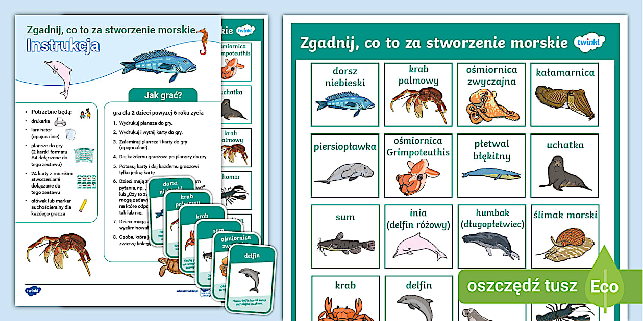 Sprawdzian Przyroda Klasa 4 Morza I Oceany Zgadnij, co to za stworzenie | Morza i oceany | Gra - Twinkl