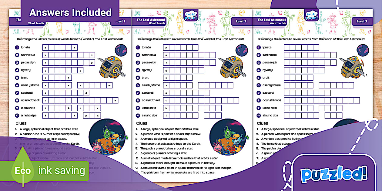 The Lost Astronaut Word Jumble - Twinkl - Kids Puzzles