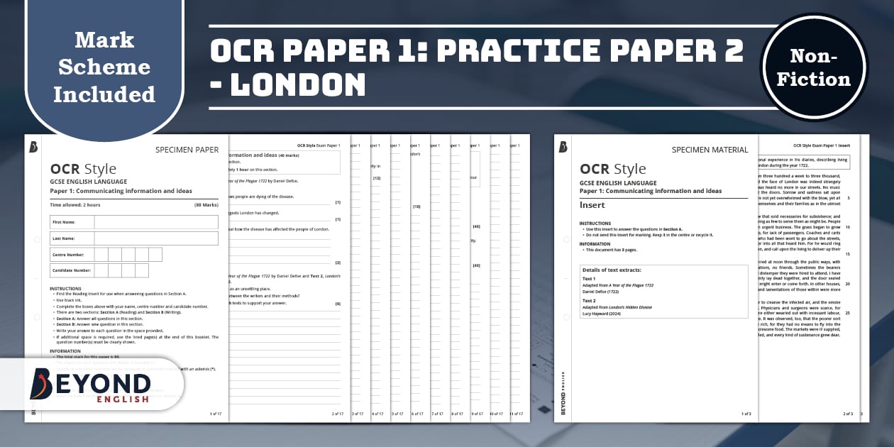 Ocr Gcse Reference Language Code OCR GCSE English Paper: Communicating Information and Ideas - London