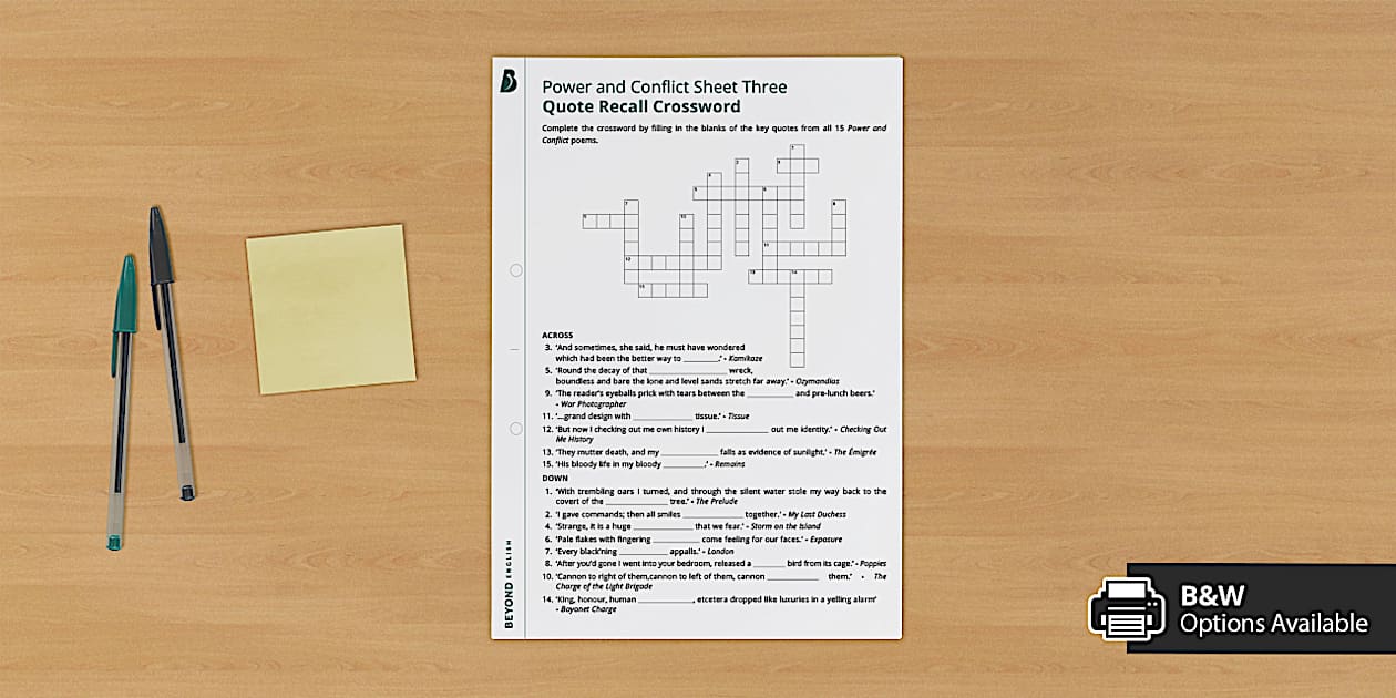 Quote Recall Crossword Three Power and Conflict Beyond