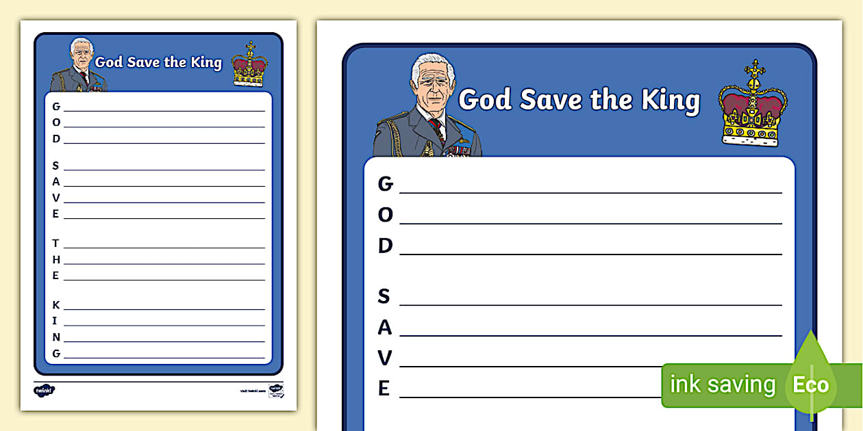 God Save the King Acrostic|God Save the King Lyrics Template