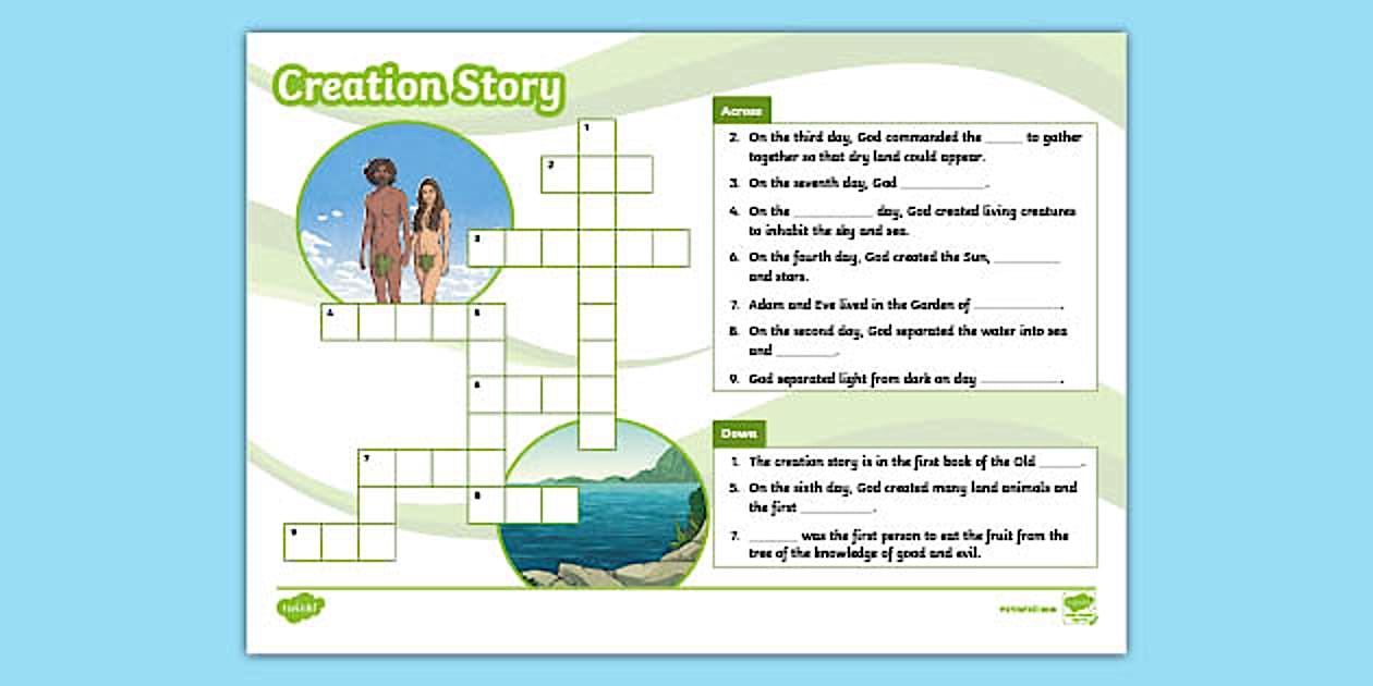 KS2 Creation Story Crossword Religion Twinkl