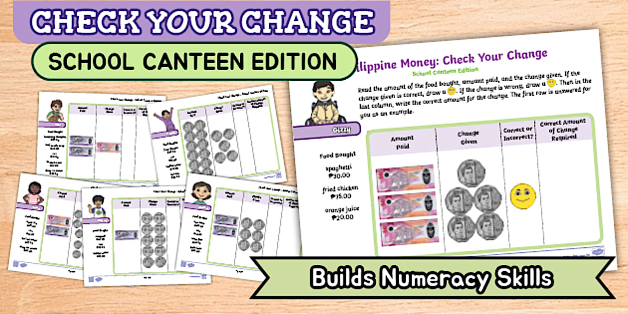 Philippine Money: Check Your Change School Canteen Edition | Grade 1 ...