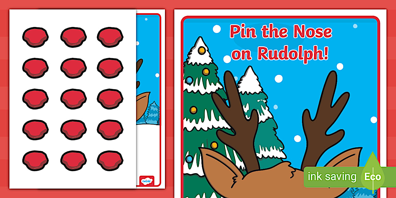 Editable Pin The Nose on Rudolph the Reindeer Fun Christmas Reindeer Game