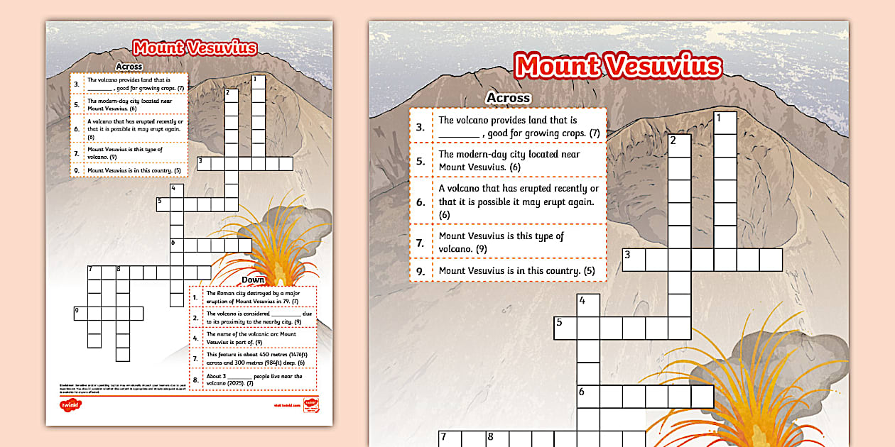 Mount Vesuvius Crossword Twinkl KS2 (TeacherMade)