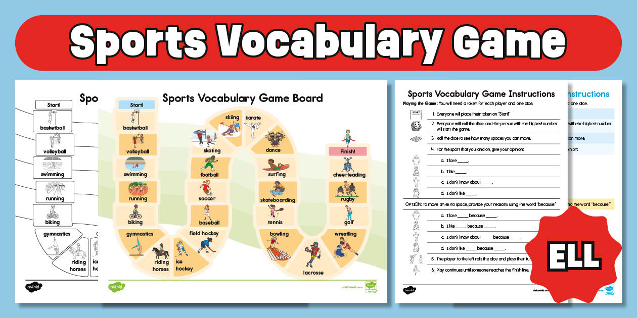 Sports Vocabulary Board Game for ELL - ESL Vocabulary Games