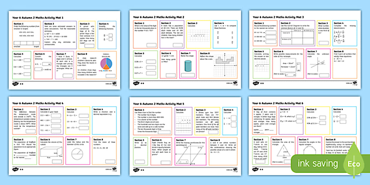 Year 6 Autumn 2 Maths Activity Mats (teacher made) - Twinkl