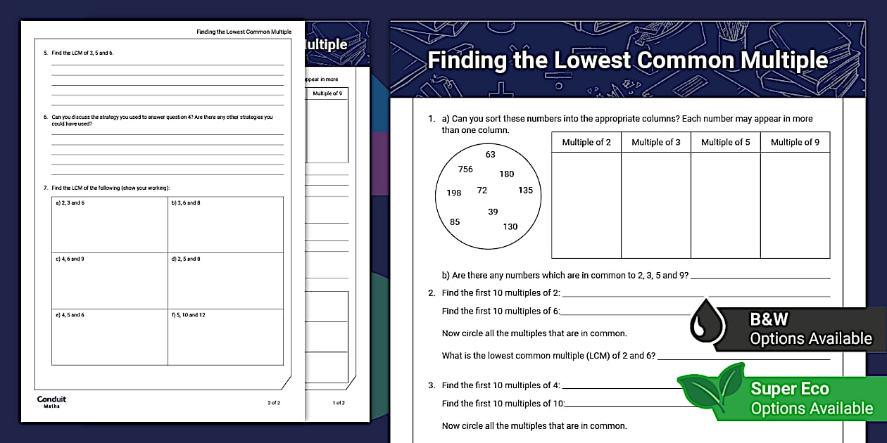 Finding the Lowest Common Multiple (teacher made) - Twinkl