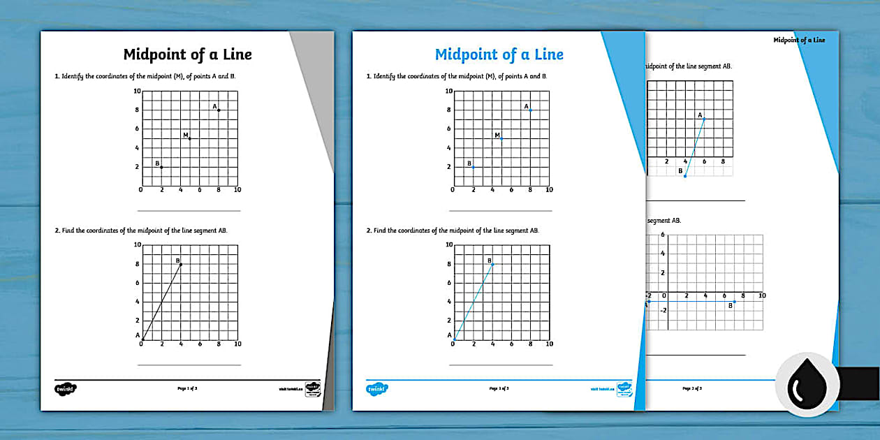 Midpoint of a Line Activity Sheet (Teacher-Made) - Twinkl