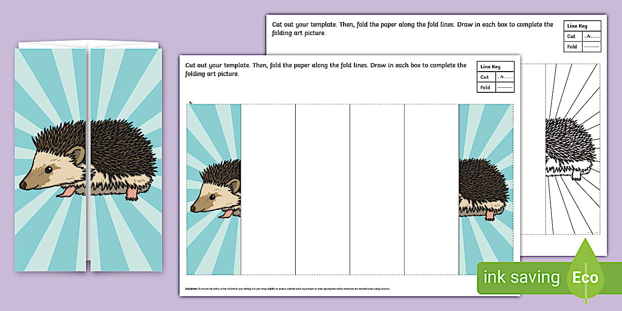 Hedgehog Folding Art Template (teacher made) - Twinkl