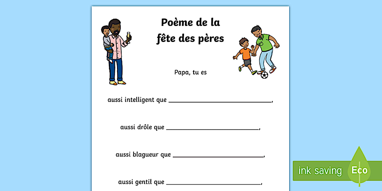 Poésie pour la Fête des pères en CP (Teacher-Made)
