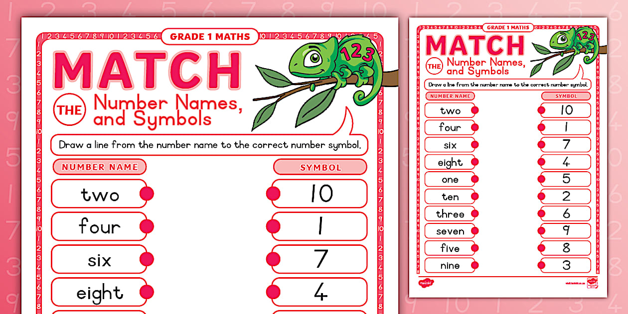 Grade 1 Maths - Worksheet: Number Names and Symbols - Twinkl