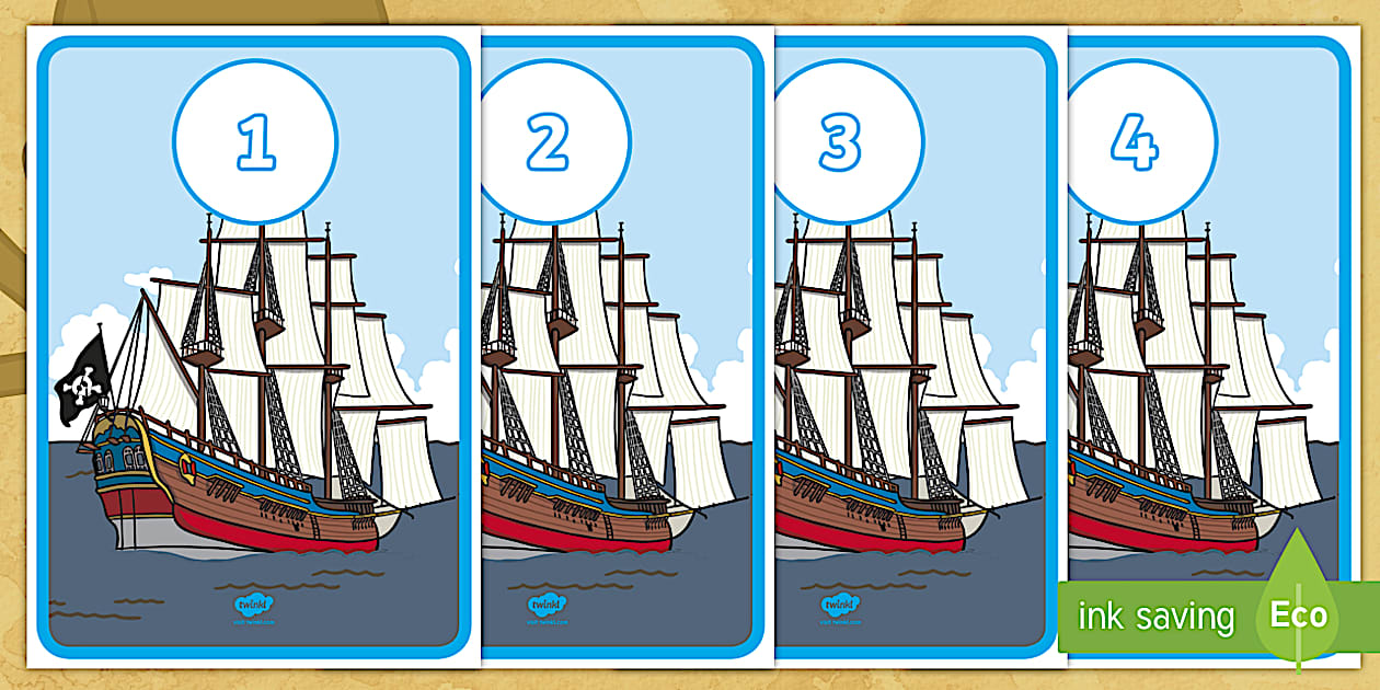 Pirate Ship Number Line Posters (teacher made) - Twinkl