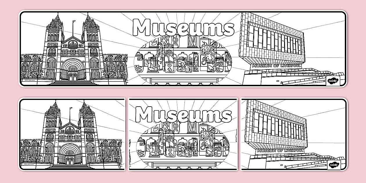 Museums Colouring Display Banner (teacher made) - Twinkl