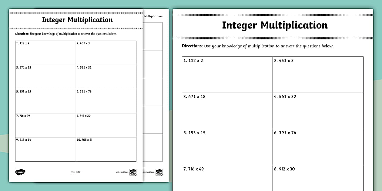 Middle School Skills Integer Multiplication Intervention