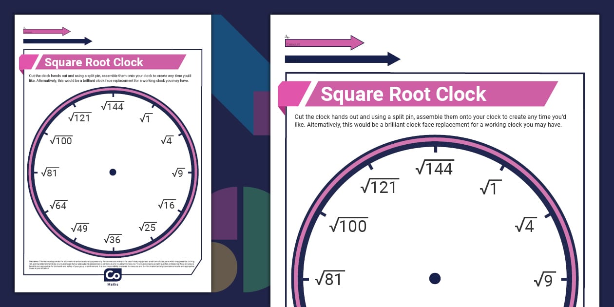 Square Root Clock Display (Teacher-Made) - Twinkl