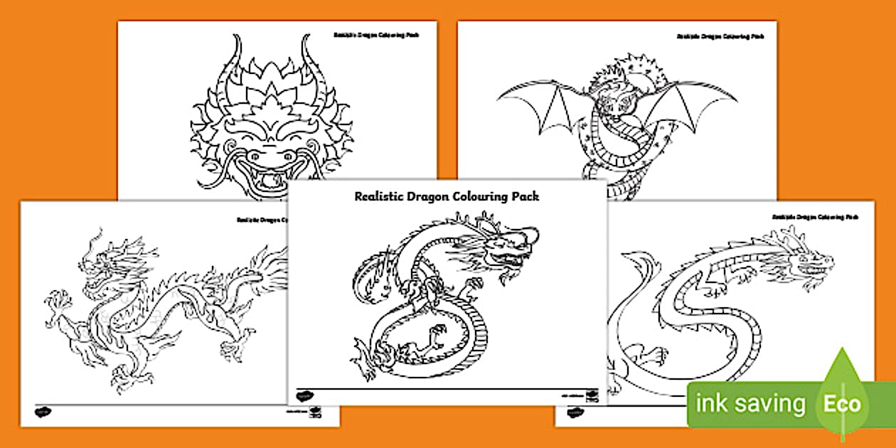 Realistic Dragon Colouring Pages