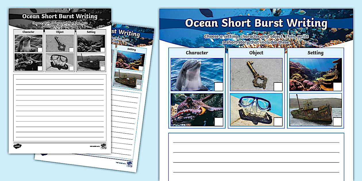 Ocean Short Burst Writing Template (Teacher-Made) - Twinkl